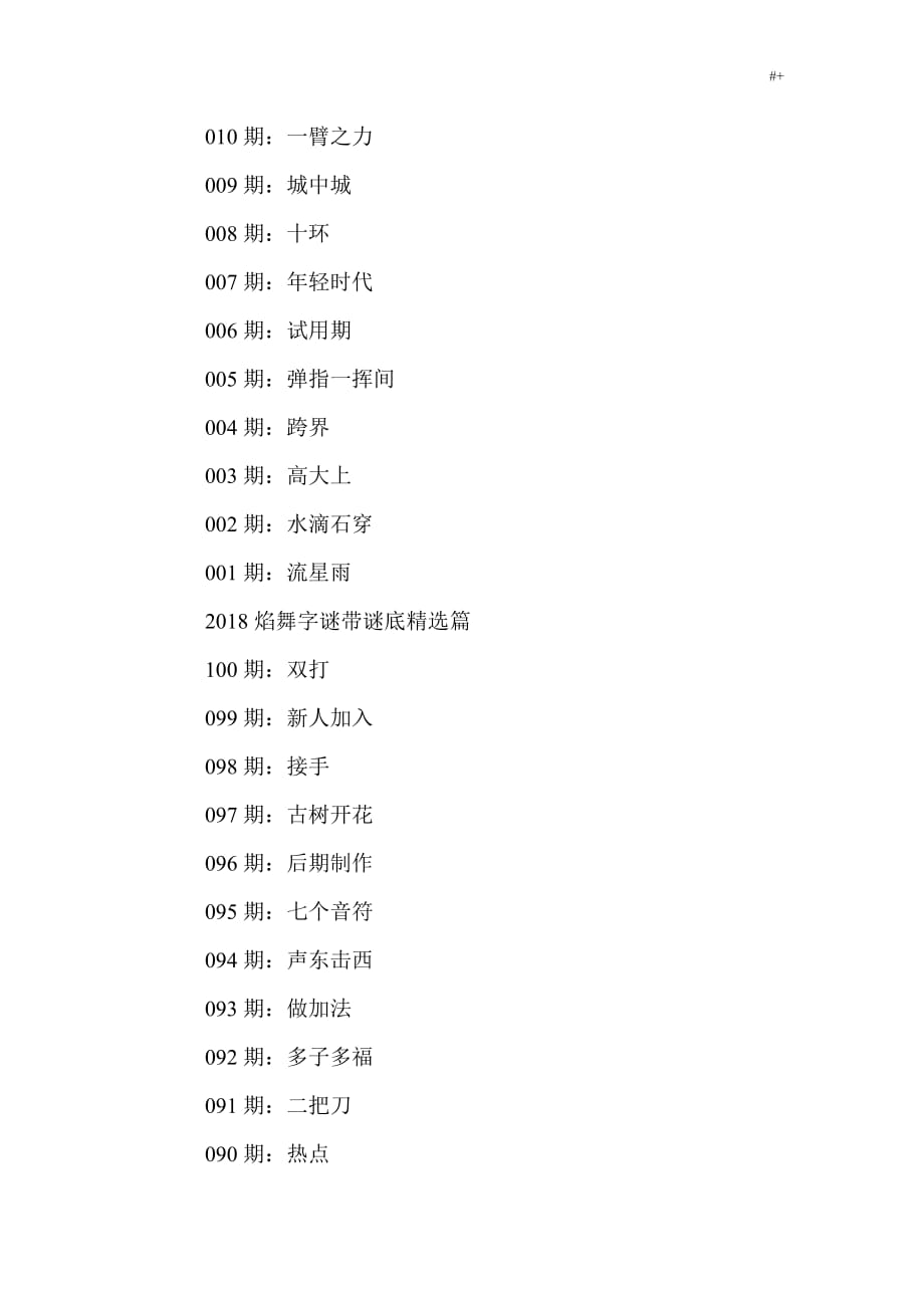 23年焰舞字谜汇总