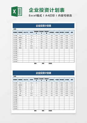 投资计划表